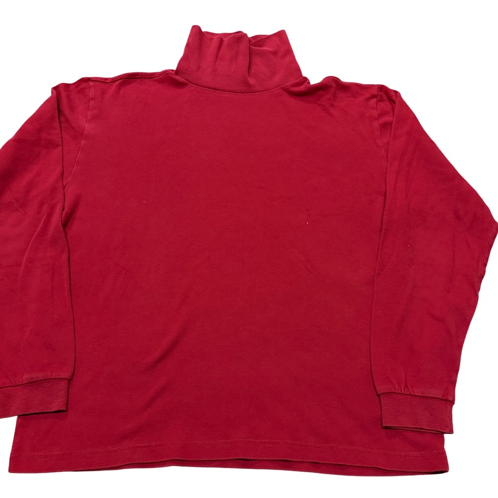 Eddie Bauer Red Turtleneck Long Sleeve Shirt Men's Large 100% Cotton
